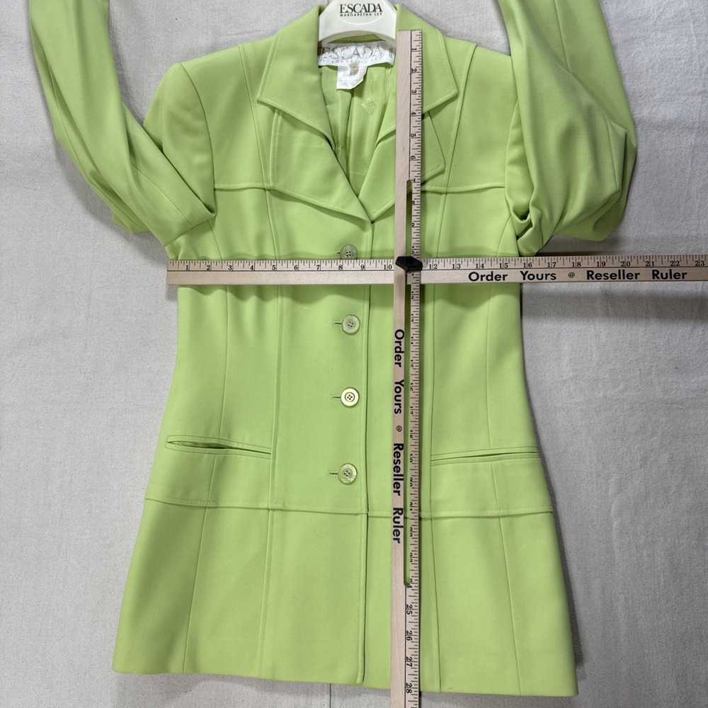 Escada Vintage Green Tweed Skirt Suit Set Confetti Tweed Knit Sz 36 - Picture 13 of 16